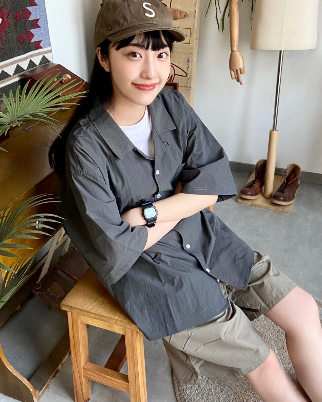 ルーズキューバカラー半袖シャツ B06041
