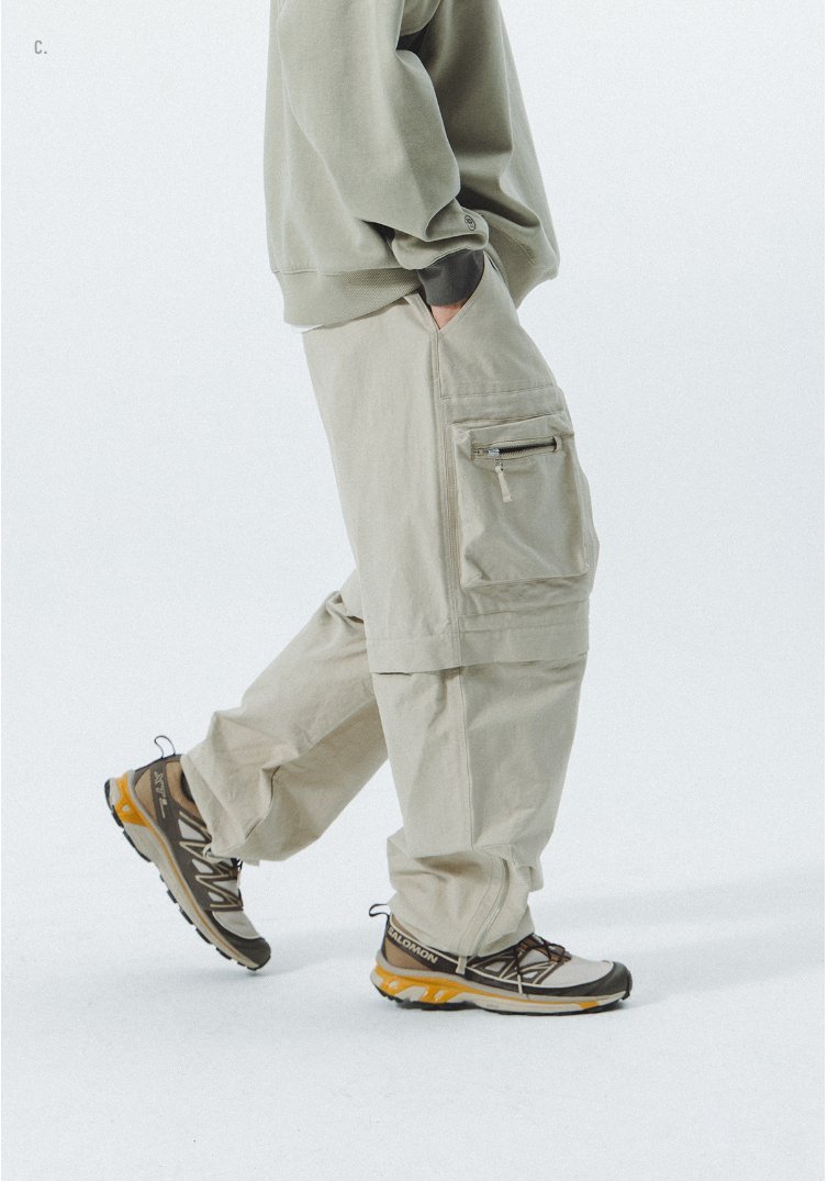 WASHED WORKWEAR DETACHABLE PARACHUTE PANTS N39332
