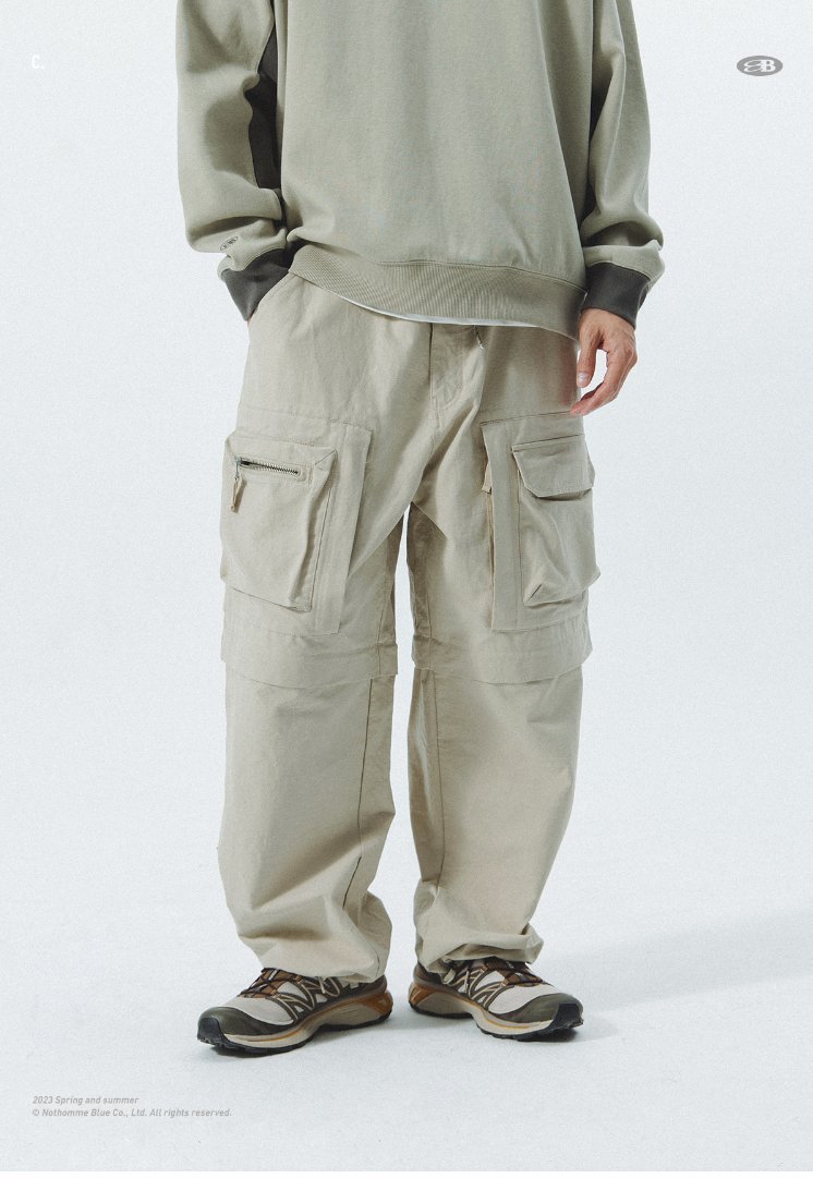 WASHED WORKWEAR DETACHABLE PARACHUTE PANTS N39332