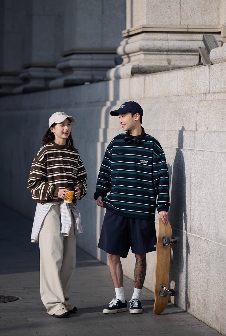 ボーダー長袖ルーズTシャツ B27282