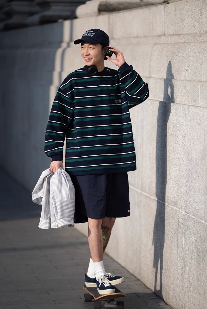 ボーダー長袖ルーズTシャツ B27282