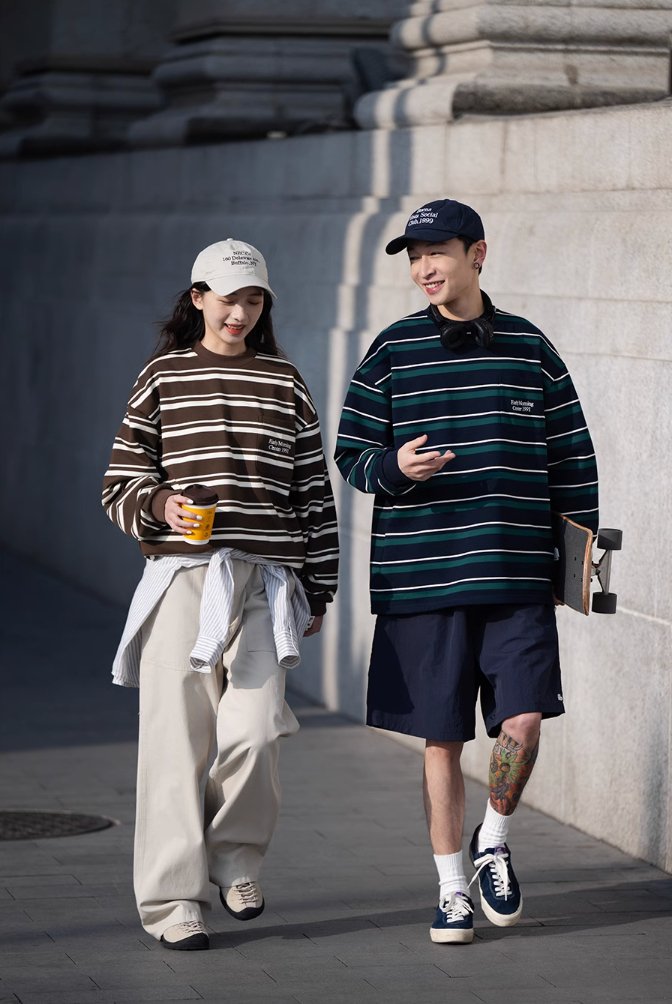 ボーダー長袖ルーズTシャツ B27282