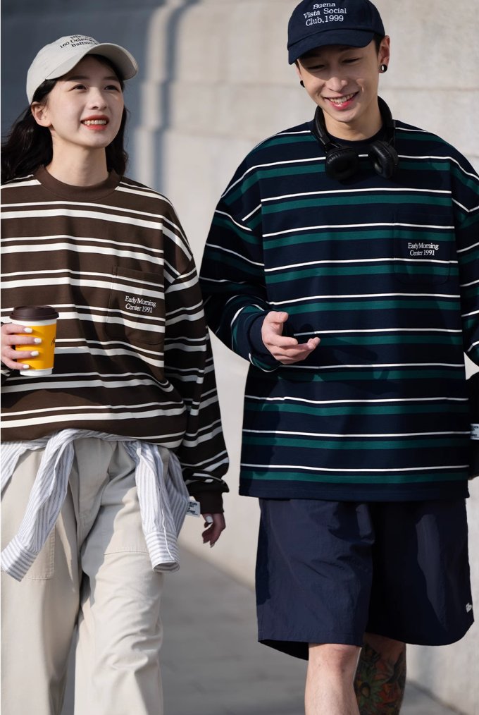 ボーダー長袖ルーズTシャツ B27282