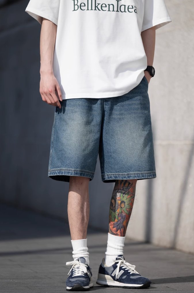 レトロウォッシュドストレートパンツ B04200