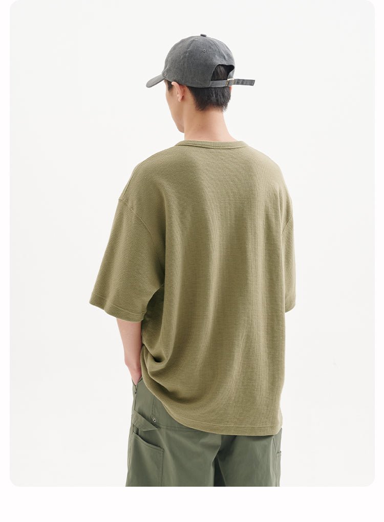 ヘンリーカラービンテージワッフル半袖Tシャツ B04093