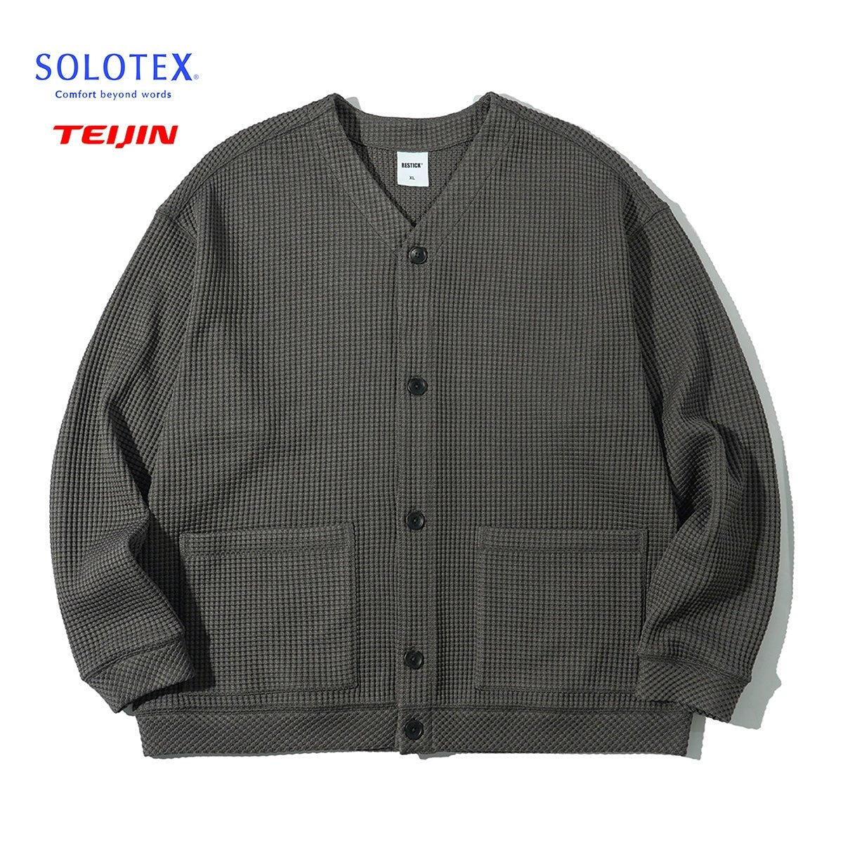 SOLOTEXワッフルニットカーディガンスウェットシャツ R110914