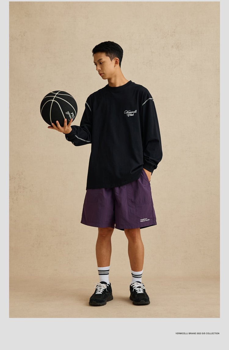 SPORTS STYLE LOOSE-FITTING LONG-SLEEVED T-SHIRT V47885