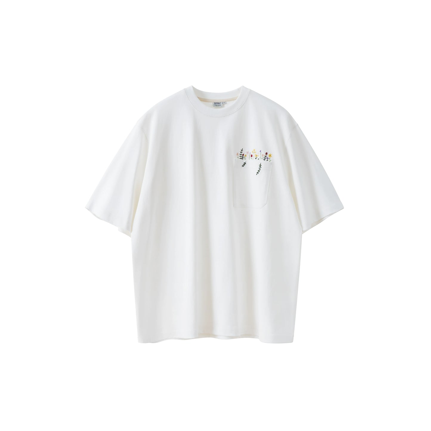 花柄刺繍270Gポケット半袖Tシャツ B07193