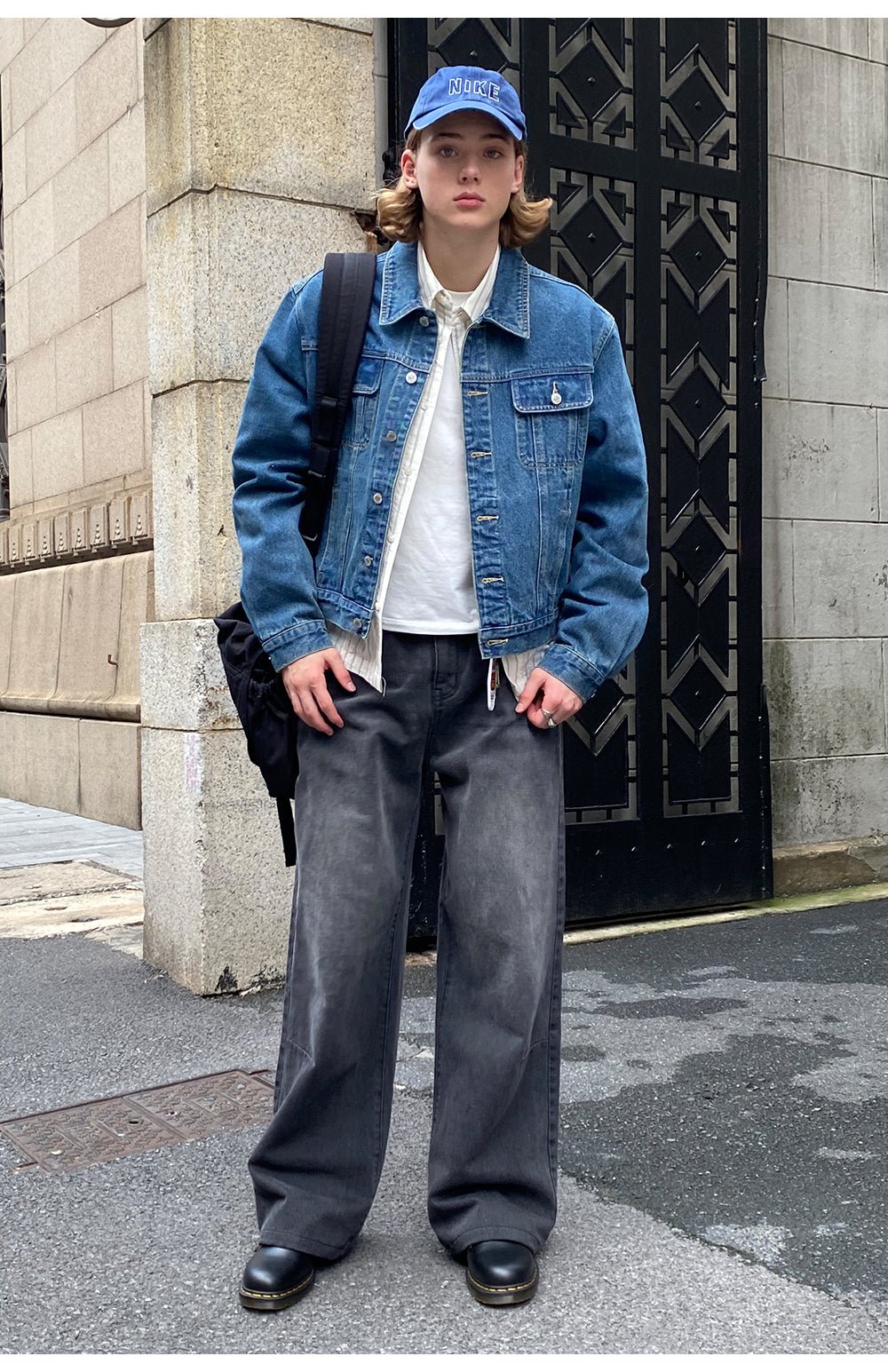 ブラックストレートレッグ ワイドジーンズ C93333