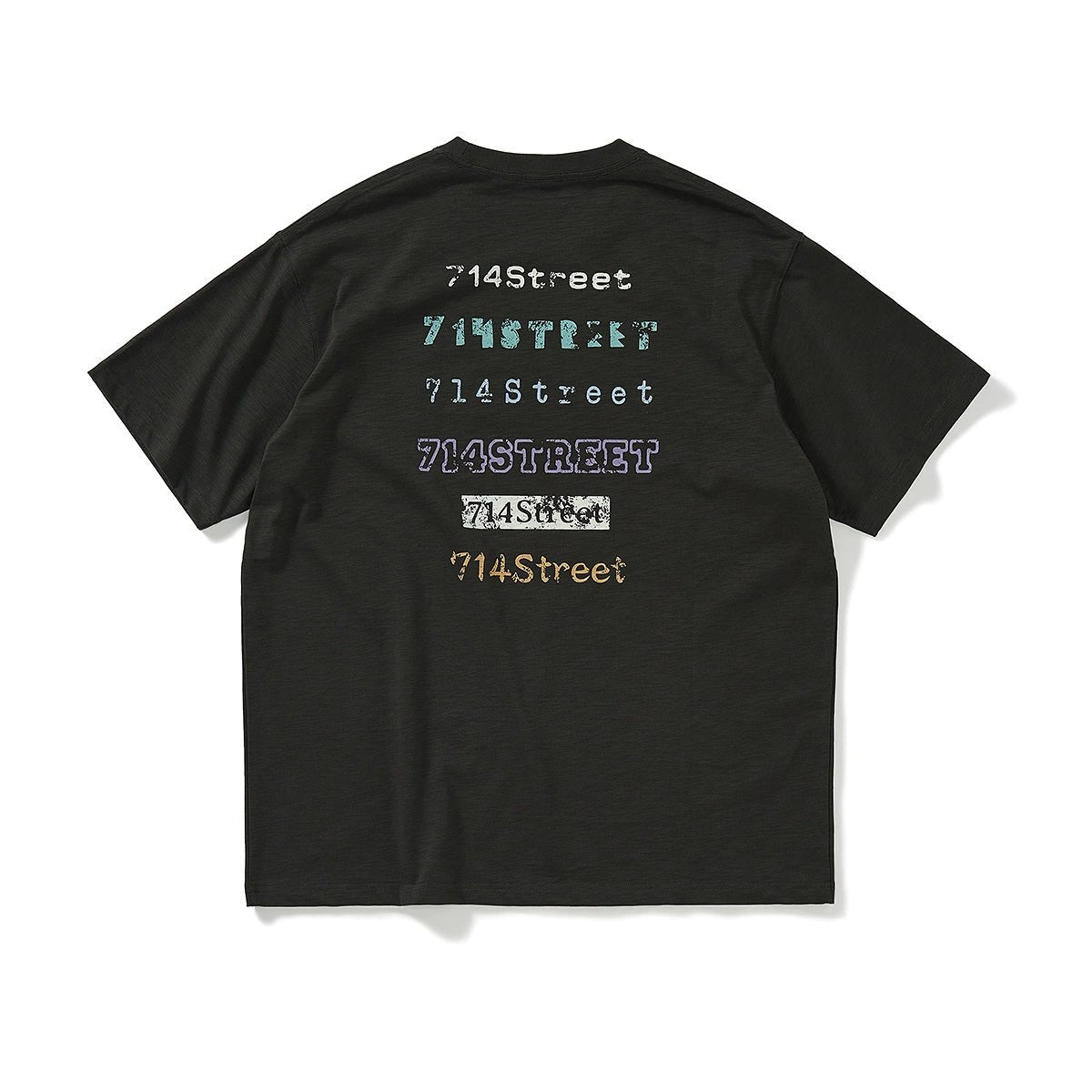 スラブテクスチャテキストプリント半袖Tシャツ S05011