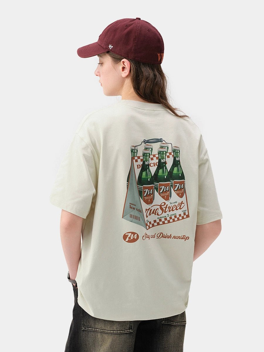 プリントコットン半袖Tシャツ S050118