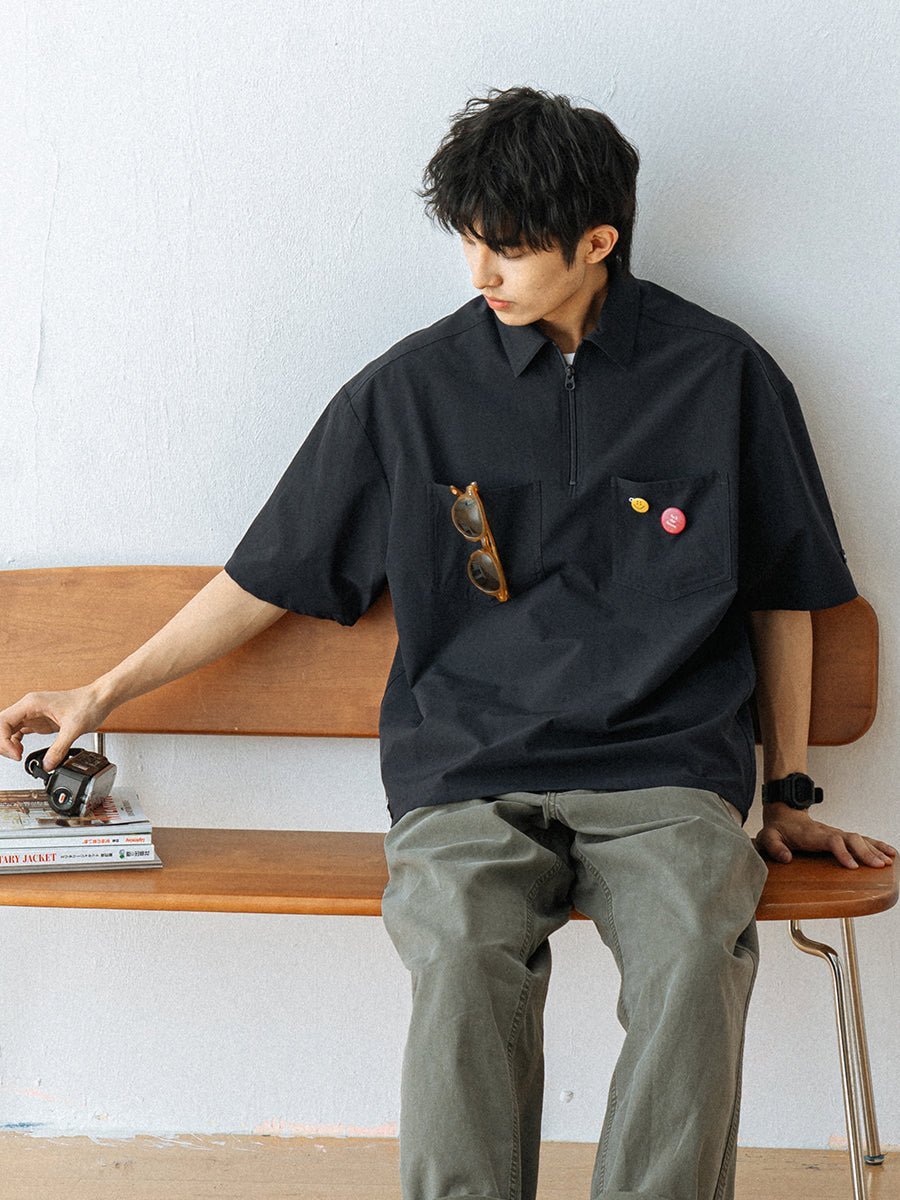 SHORT SLEEVE WORK ZIP POLO SHIRT S75752