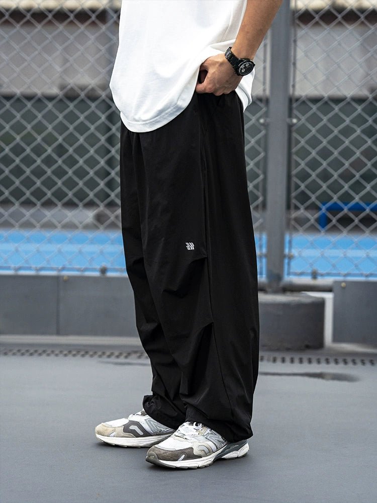 軽量エアパンツ反射ロゴプリントカジュアルストレートパンツ R06161