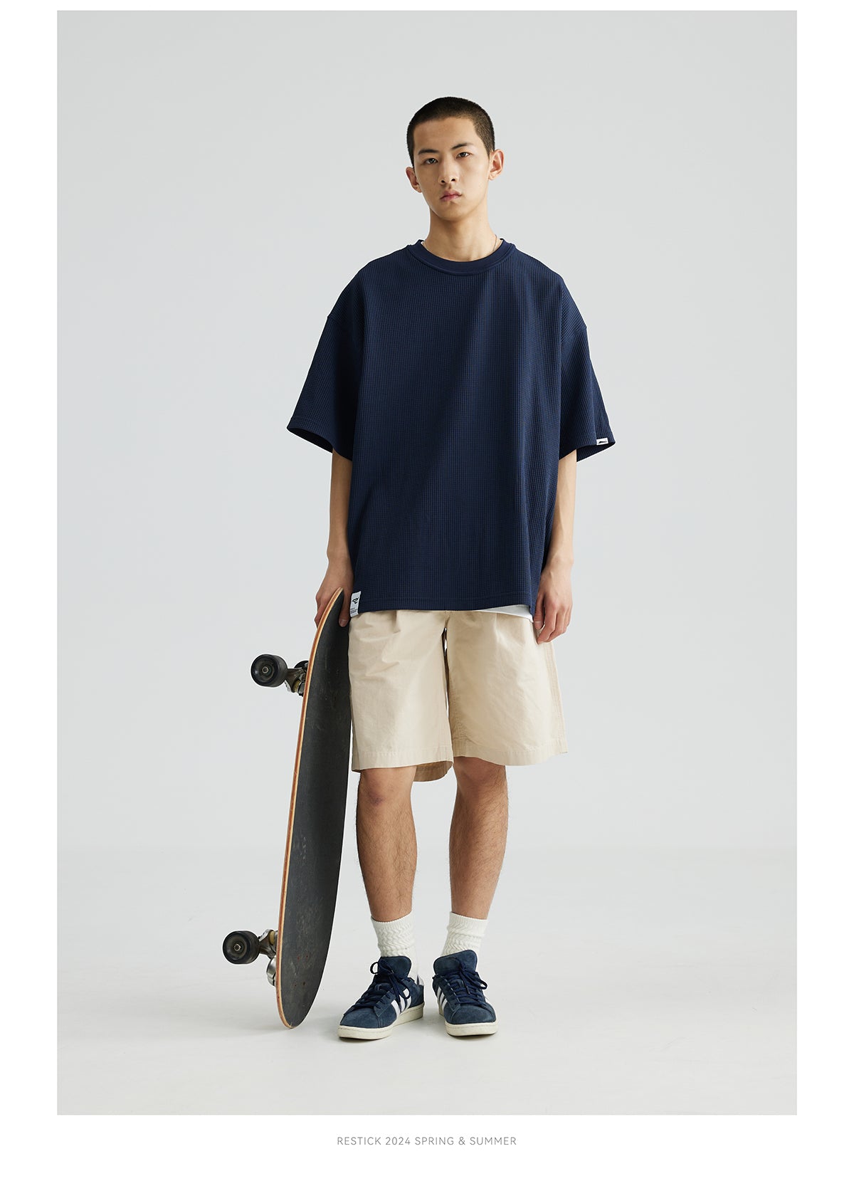 【X-STRETCHエクスポート生地】ワッフル5クォーター半袖Tシャツ R05012