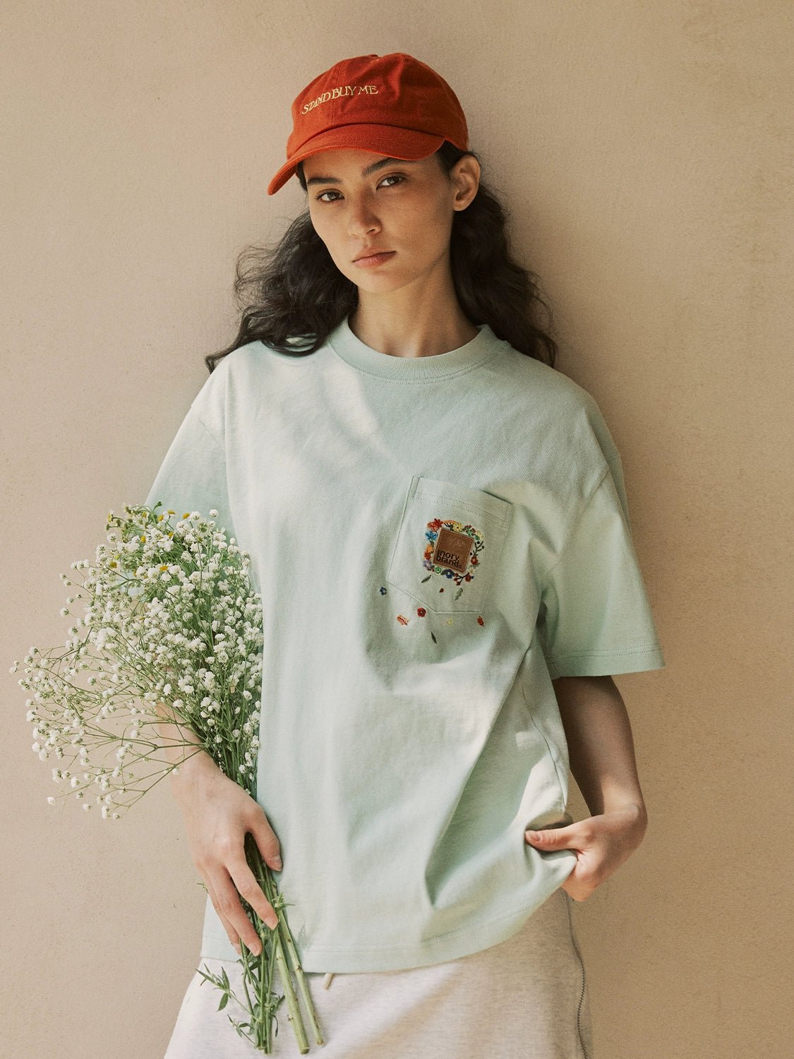 刺繍スモールポケットデザインTシャツ N051416