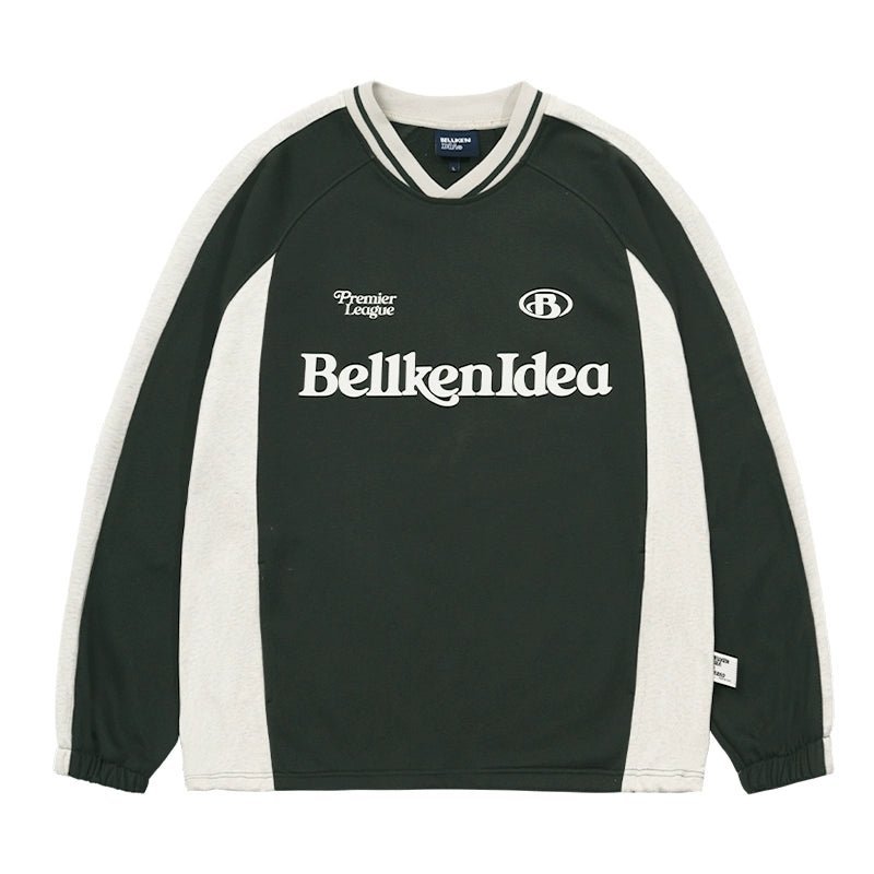 HEAVYWEIGHT LOOSE BASEBALL ROUND NECK SWEATER B19182