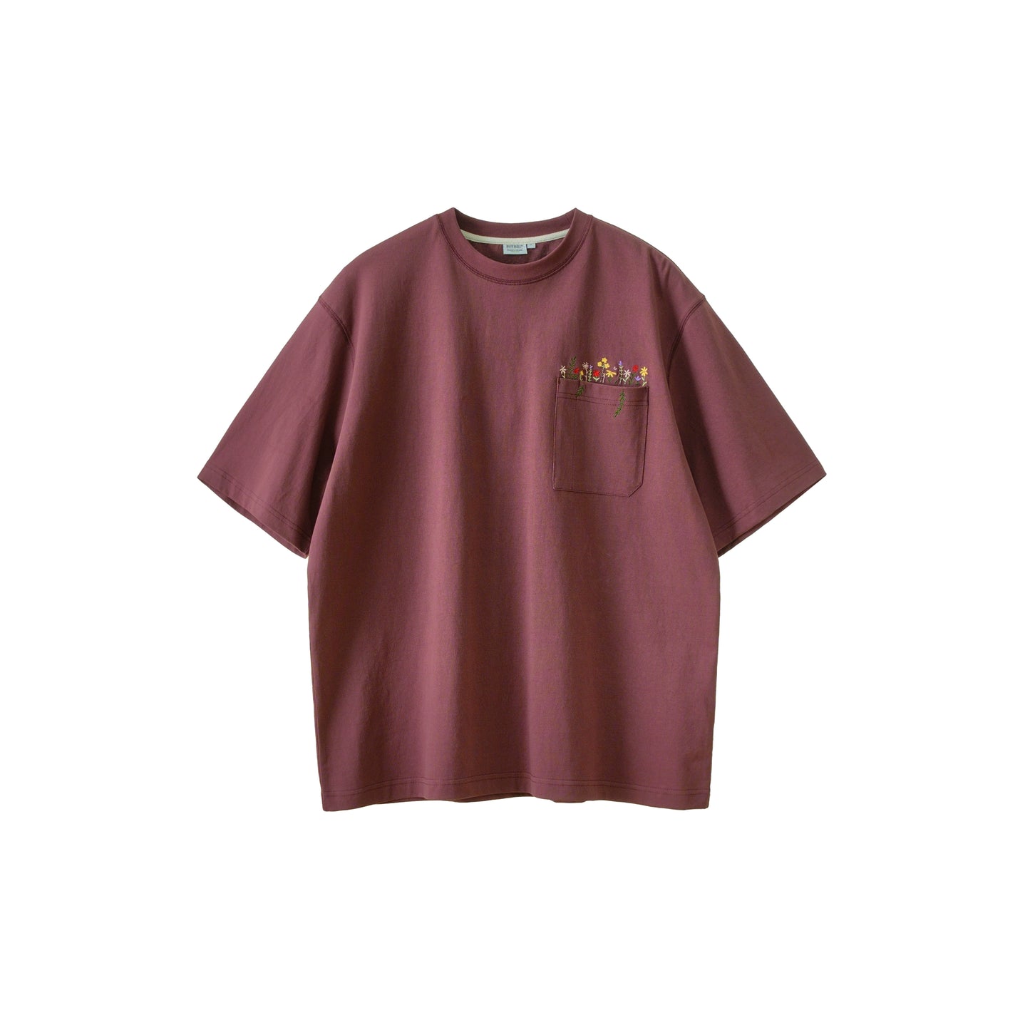 花柄刺繍270Gポケット半袖Tシャツ B07193