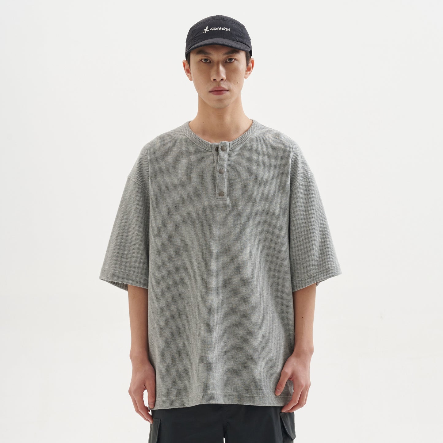 ヘンリーカラービンテージワッフル半袖Tシャツ B04093