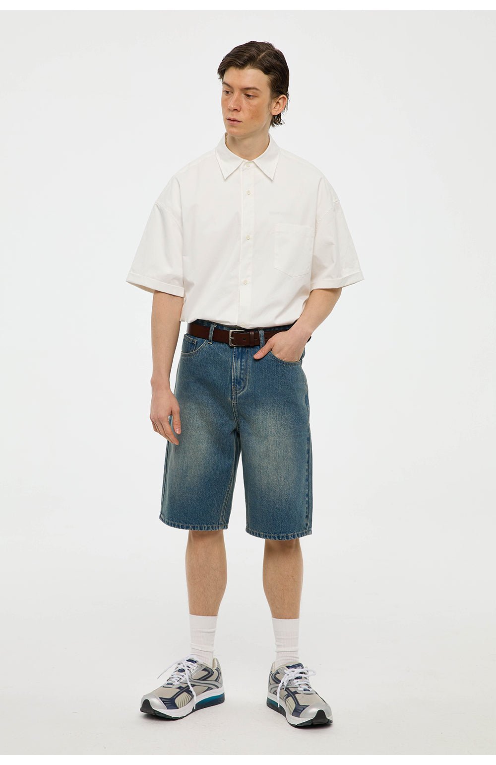 BLUE STRAIGHT DENIM TROUSERS C48555