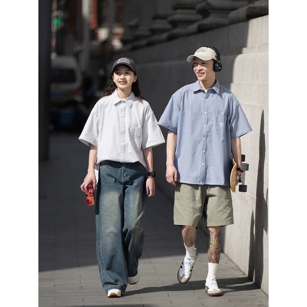 ストライプ 半袖ポケットシャツ B05304