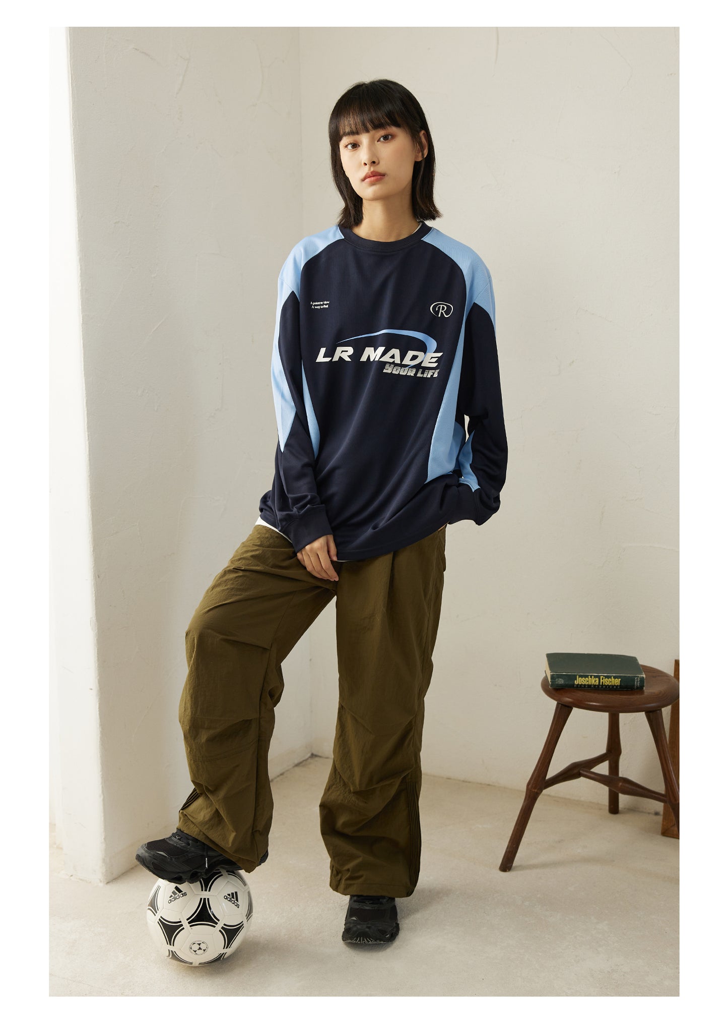 BREATHABLE PATCHWORK LONG SLEEVE JERSEY T-SHIRT L11370