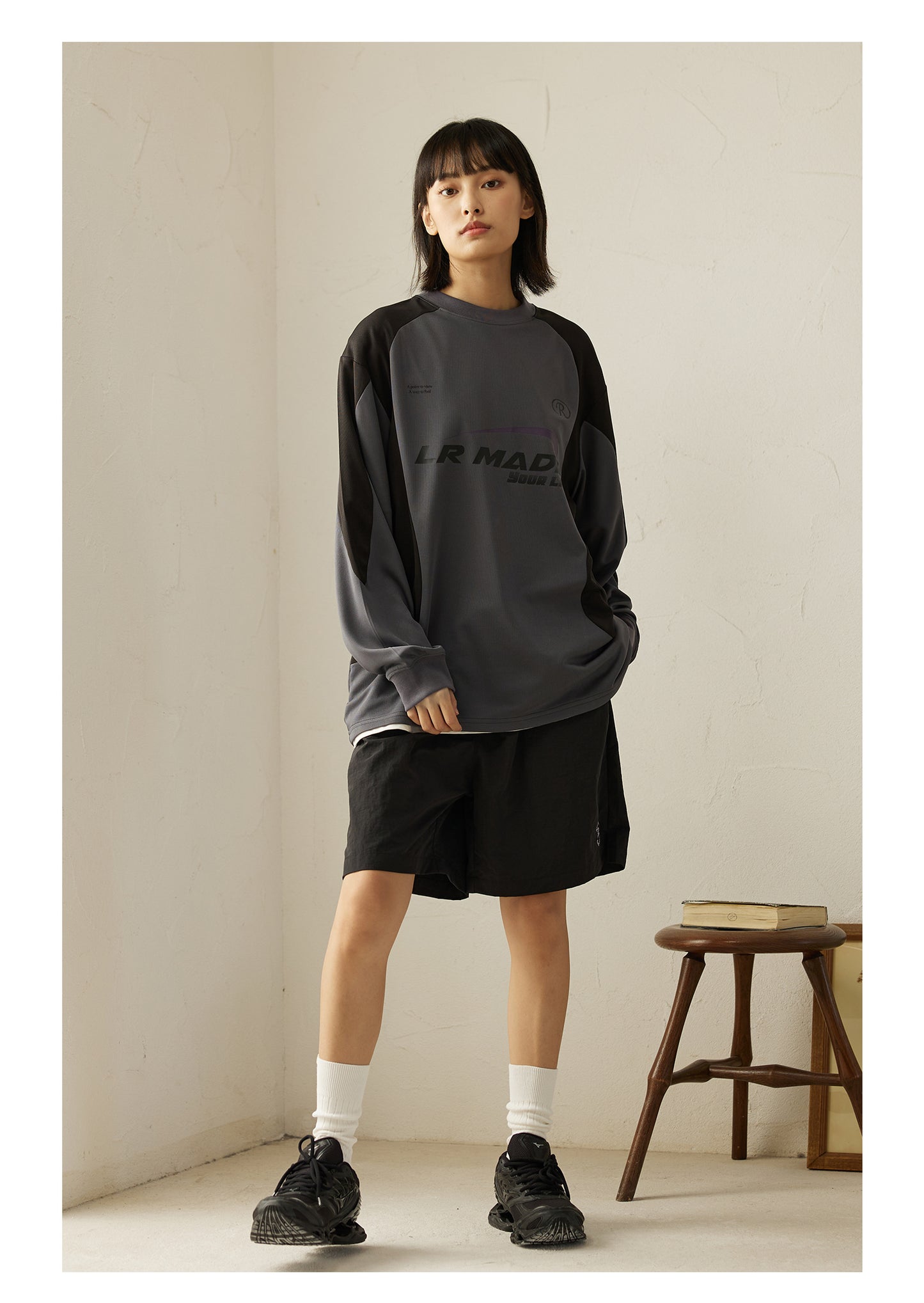 BREATHABLE PATCHWORK LONG SLEEVE JERSEY T-SHIRT L11370
