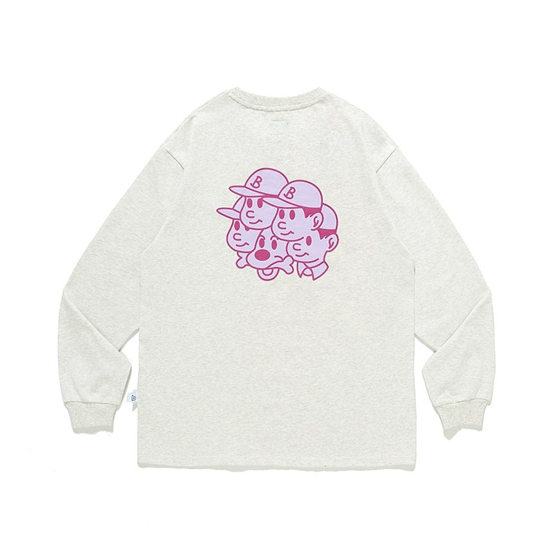 バックプリントクルーネック長袖Tシャツ B07121