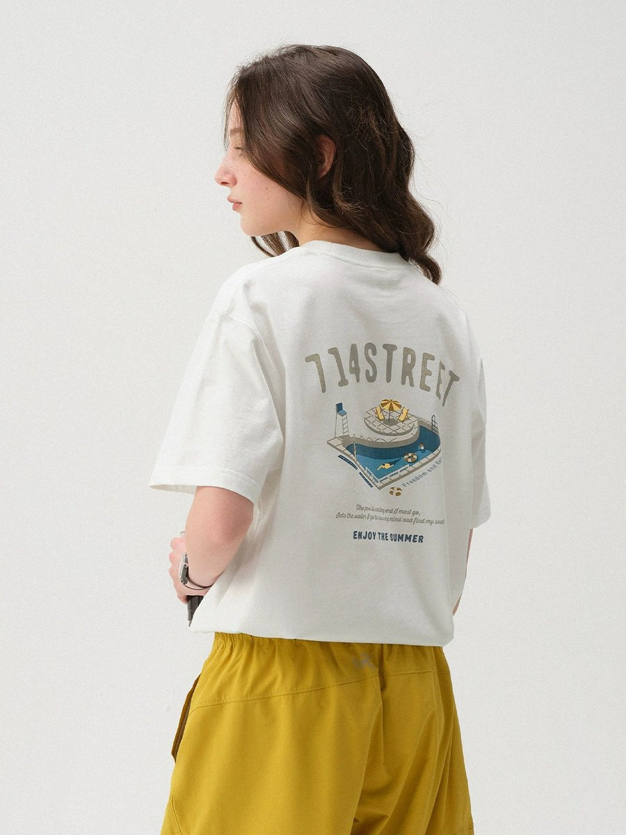 ヘビー260gプールプリントコットン半袖Tシャツ S050124
