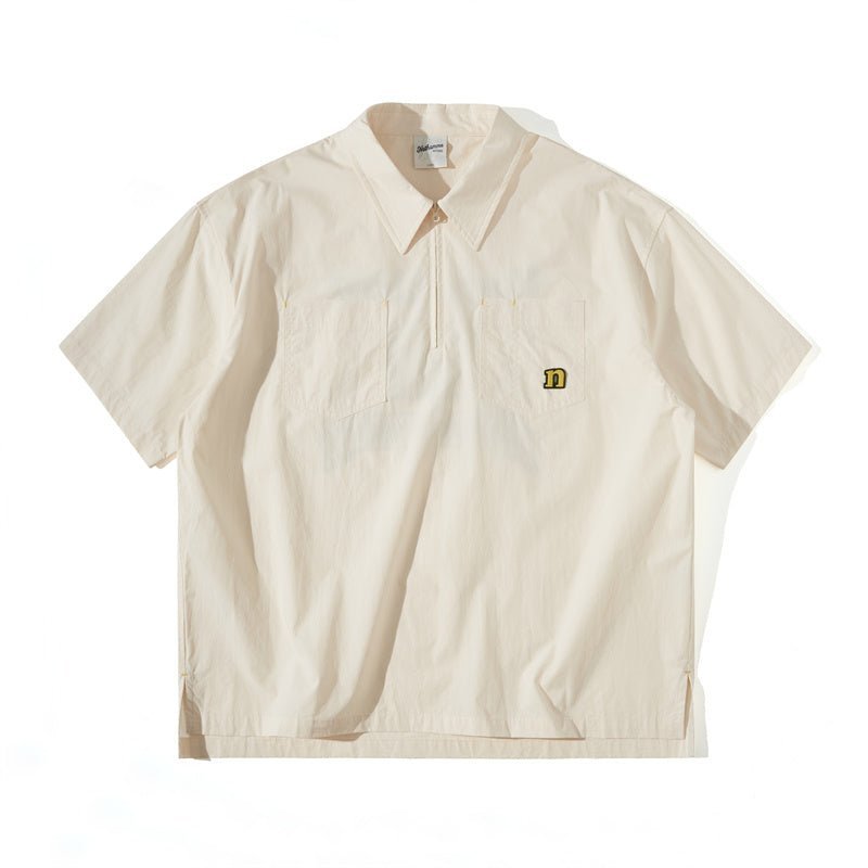 HALF ZIP COTTON SHORT SLEEVE SHIRT N69444