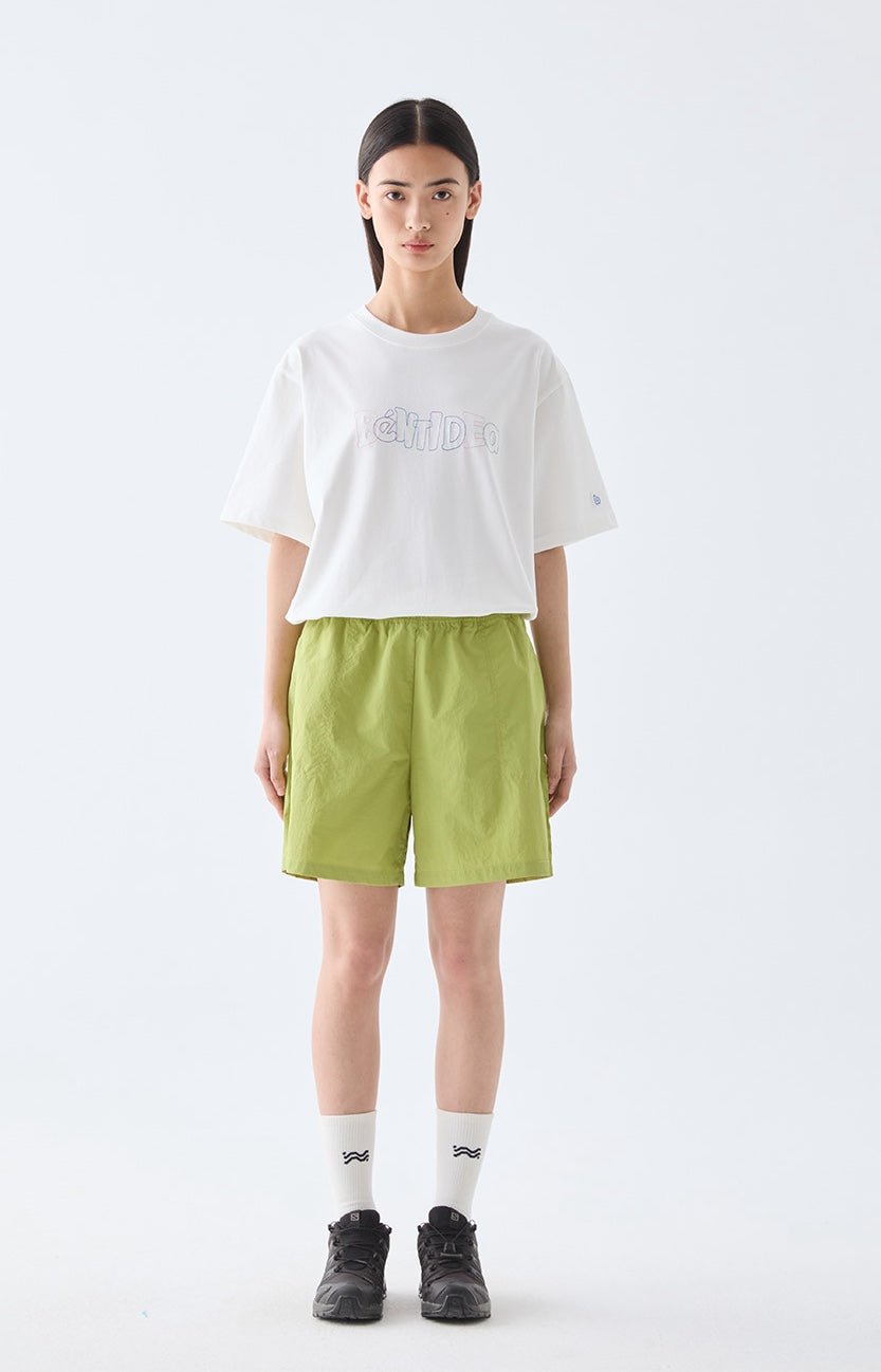 伸縮性ウエストクロップドパンツ B07087