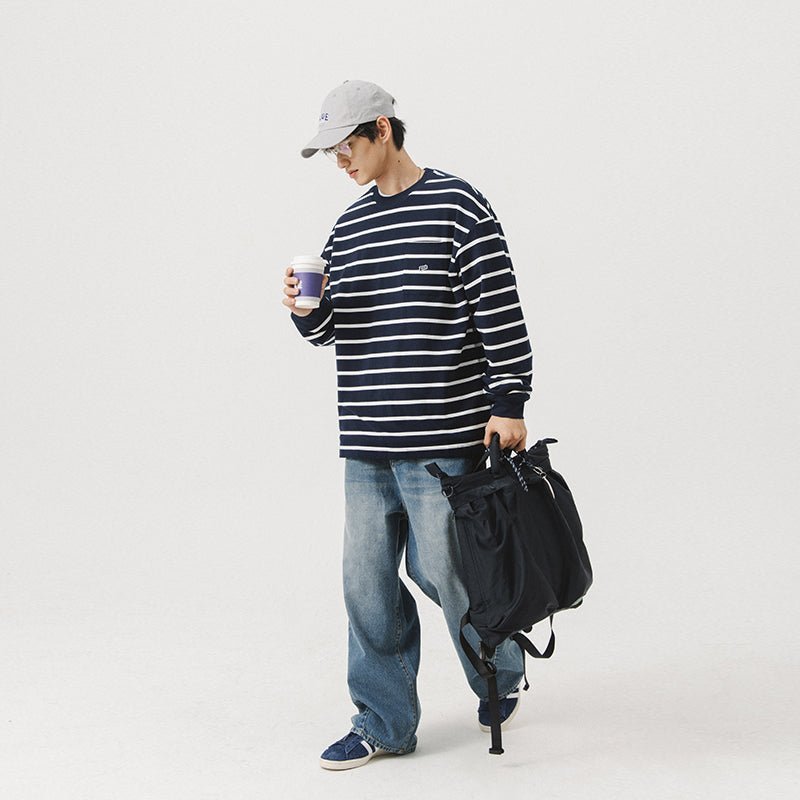 STRIPED PADDED TIED COUPLE SWEATER N23417