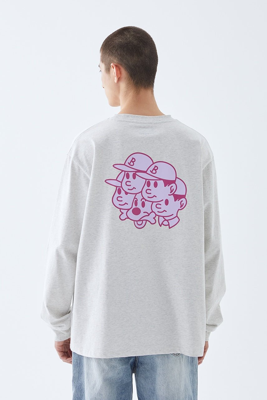 バックプリントクルーネック長袖Tシャツ B07121