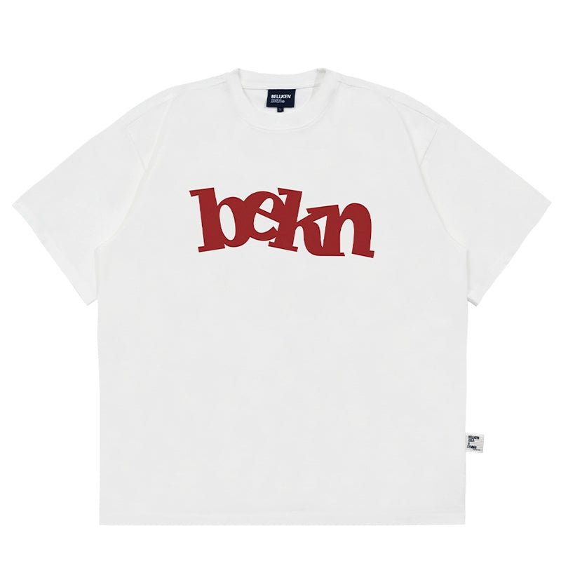 300gコットンシンプルプリント半袖ルーズ無地Tシャツ B04195