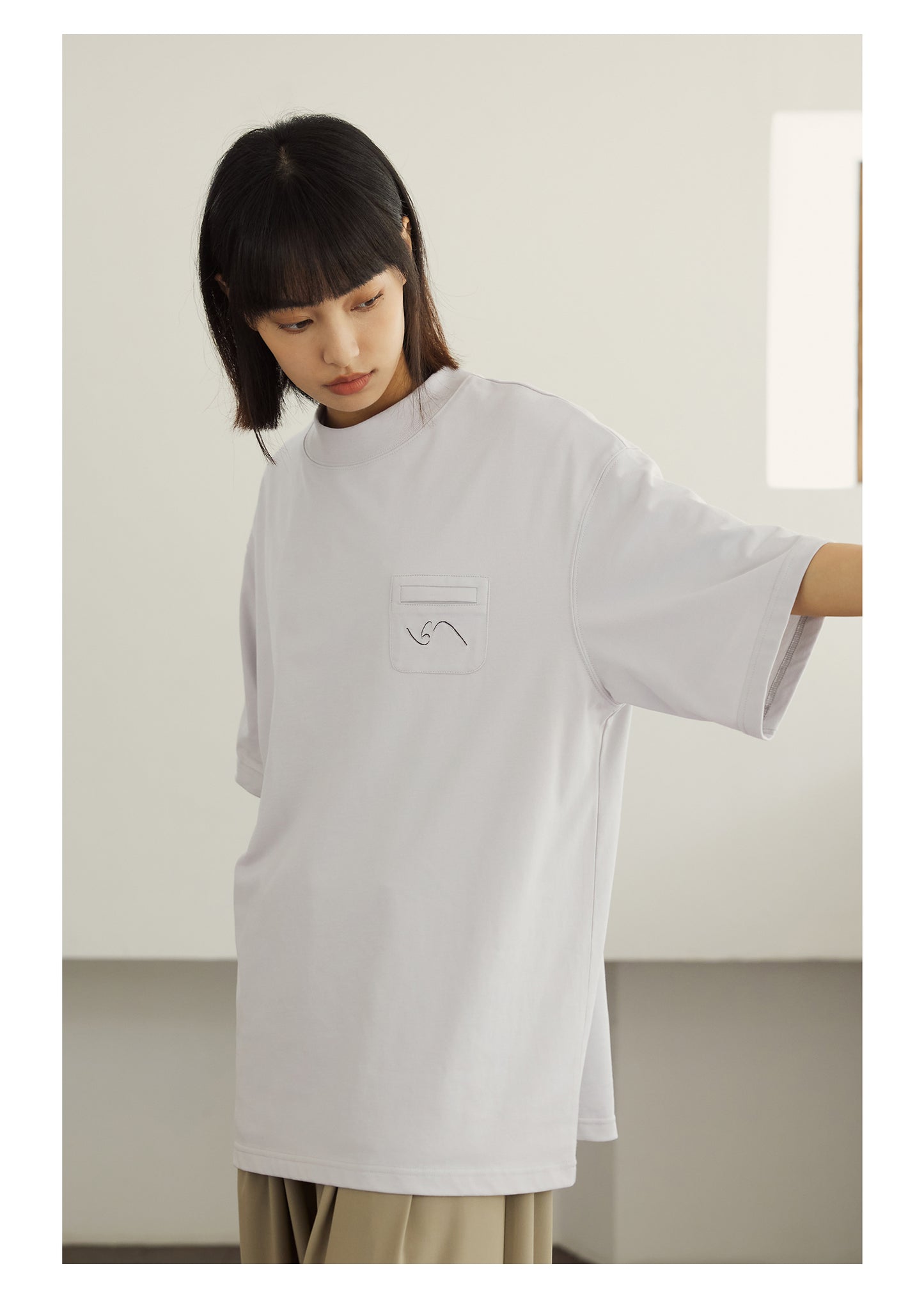 LOOSE ROUND NECK SHORT SLEEVE T-SHIRT L66312