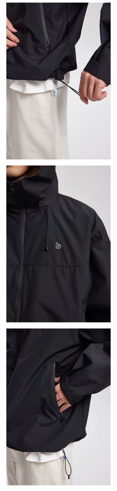 WINDPROOF AND WATERPROOF ZIP RASH JACKET WITH HOOD B03933