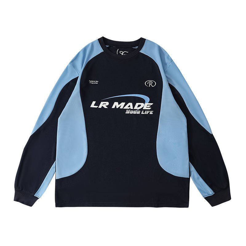 BREATHABLE PATCHWORK LONG SLEEVE JERSEY T-SHIRT L11370