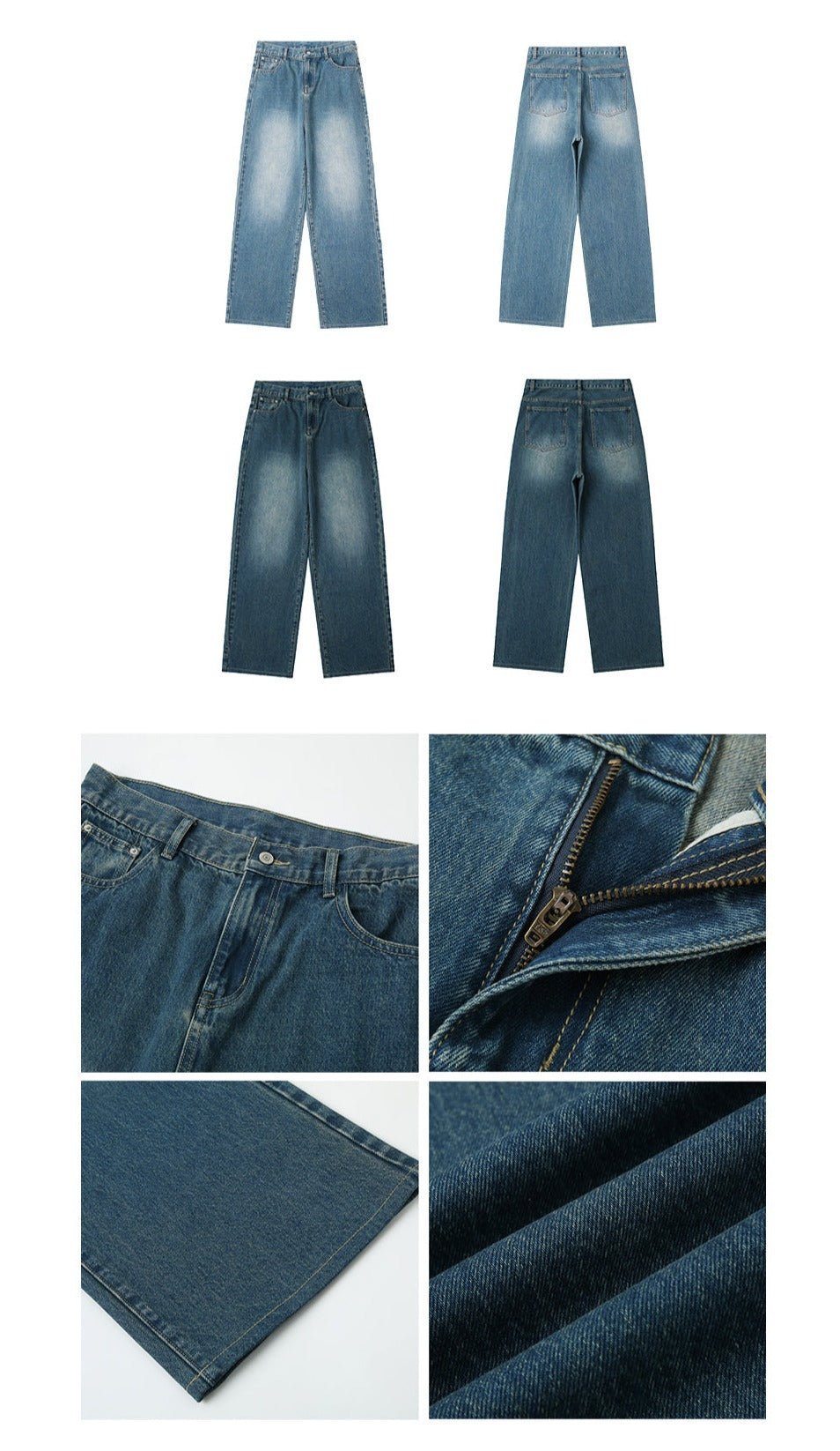 BLUE WASH STRAIGHT LEG WIDE JEANS C92211