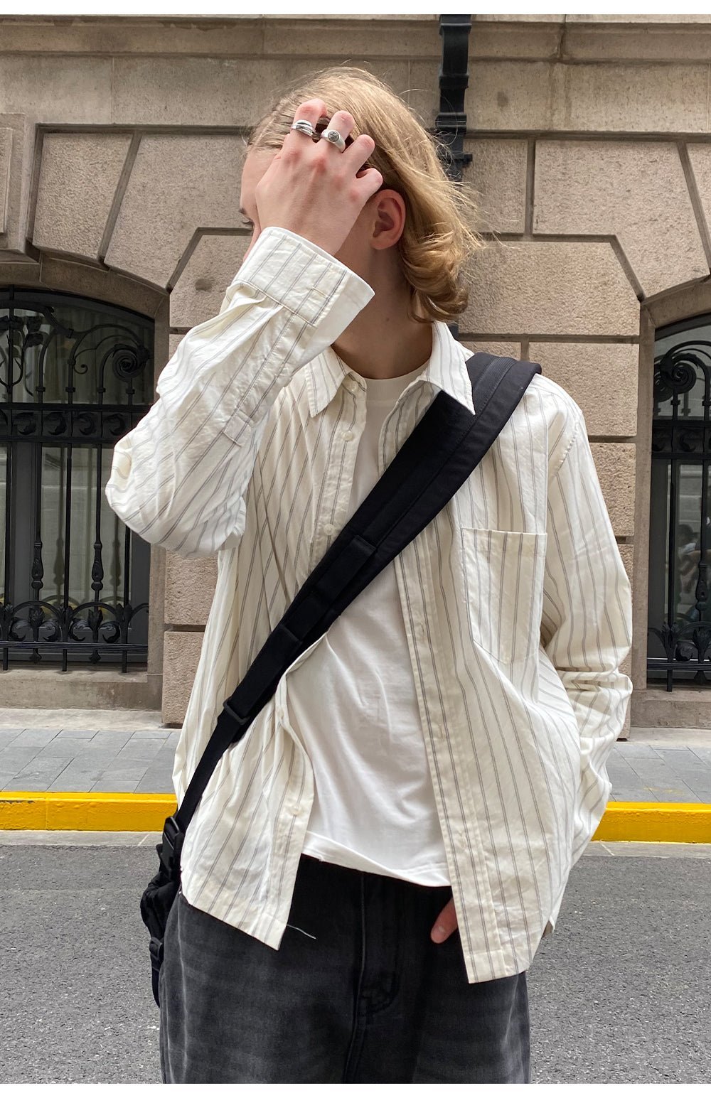 cleanfitストライプシャツ C44217