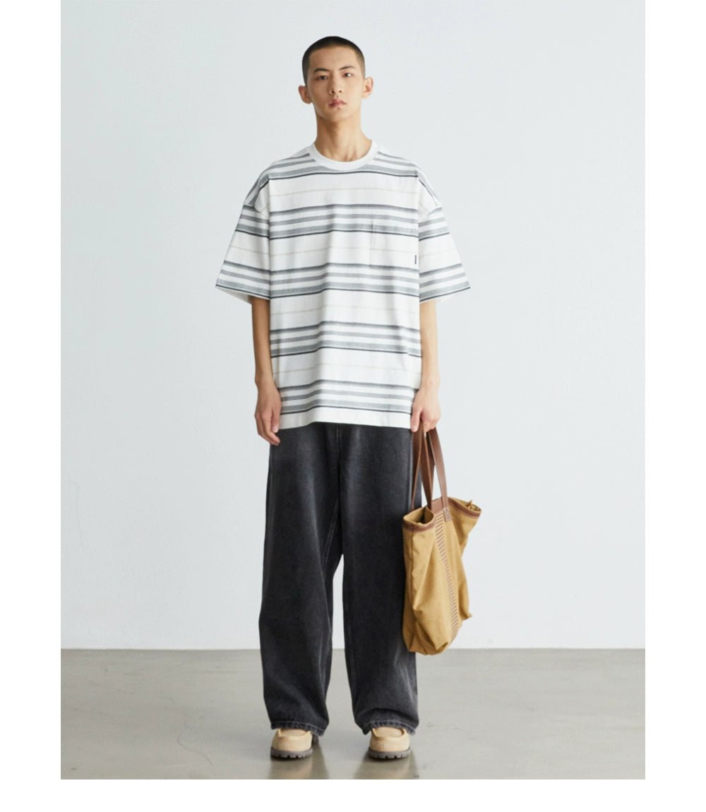 300G ストライプ半袖Tシャツ V06012