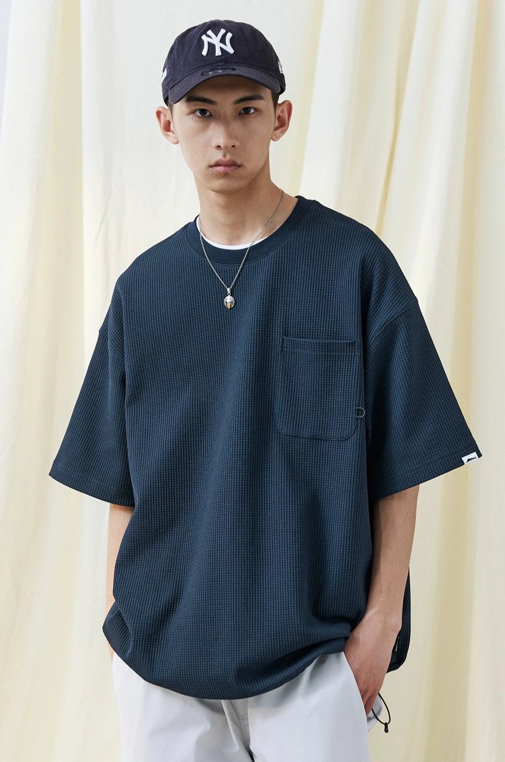 【X-STRETCHエクスポート生地】ワッフル5クォーター半袖Tシャツ R05012