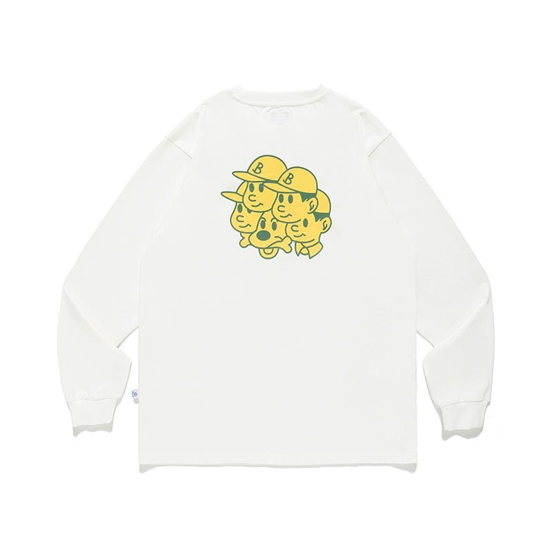 バックプリントクルーネック長袖Tシャツ B07121