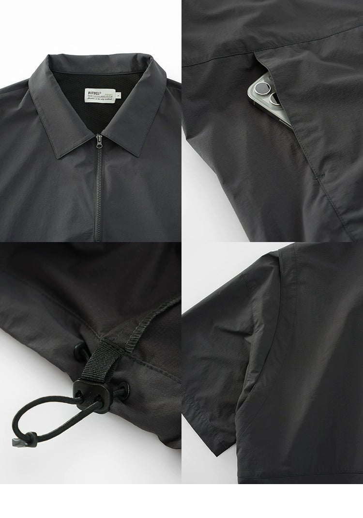 通気性メッシュハーフジップ半袖ポロシャツ B08056