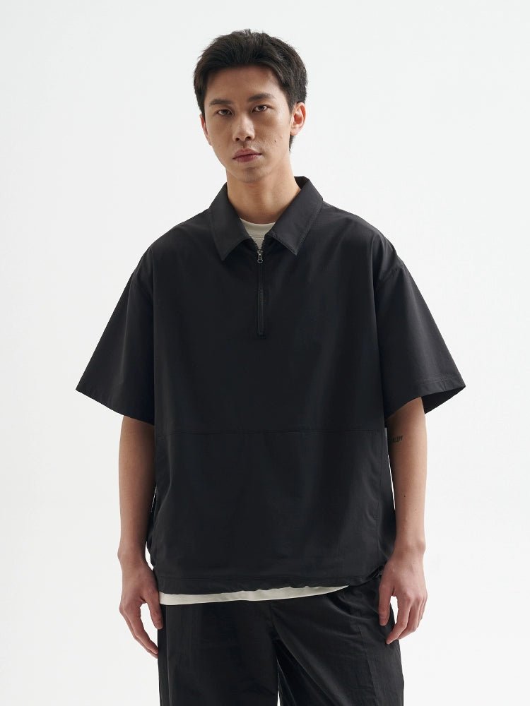 通気性メッシュハーフジップ半袖ポロシャツ B08056