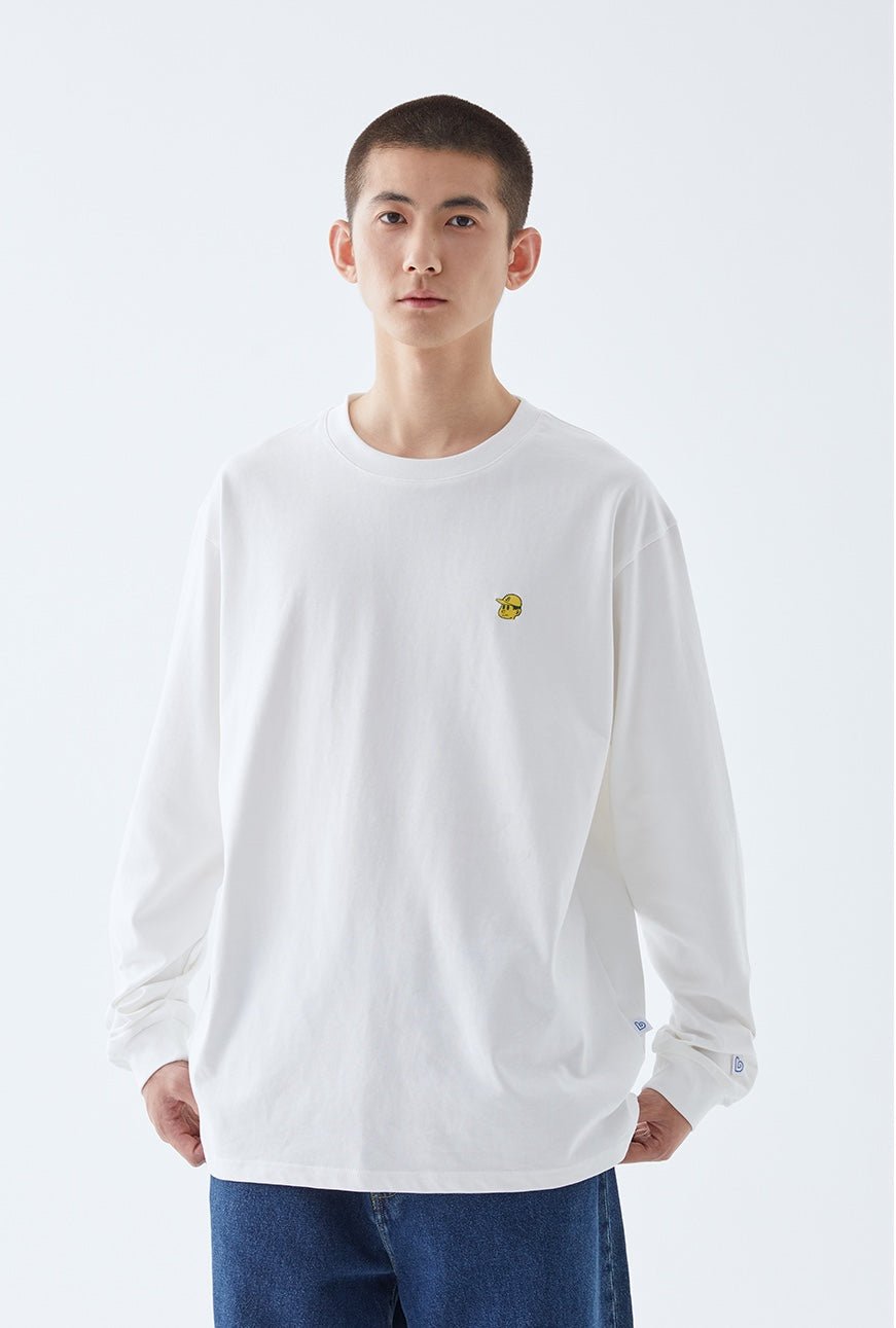 バックプリントクルーネック長袖Tシャツ B07121
