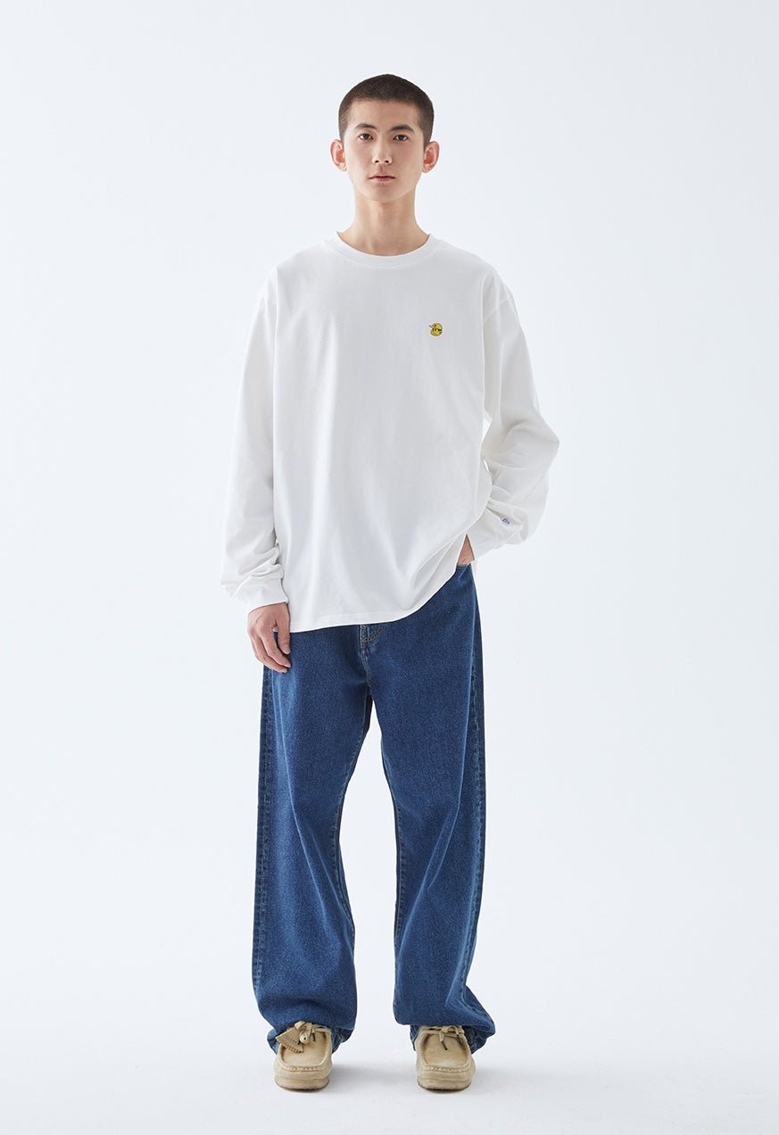 バックプリントクルーネック長袖Tシャツ B07121