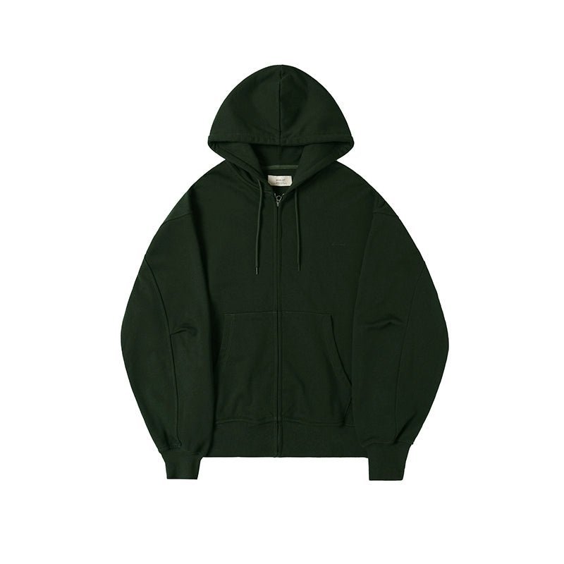 500G HEAVY WEIGHT BASIC RETRO ZIP HOODED SWEATSHIRT E09331