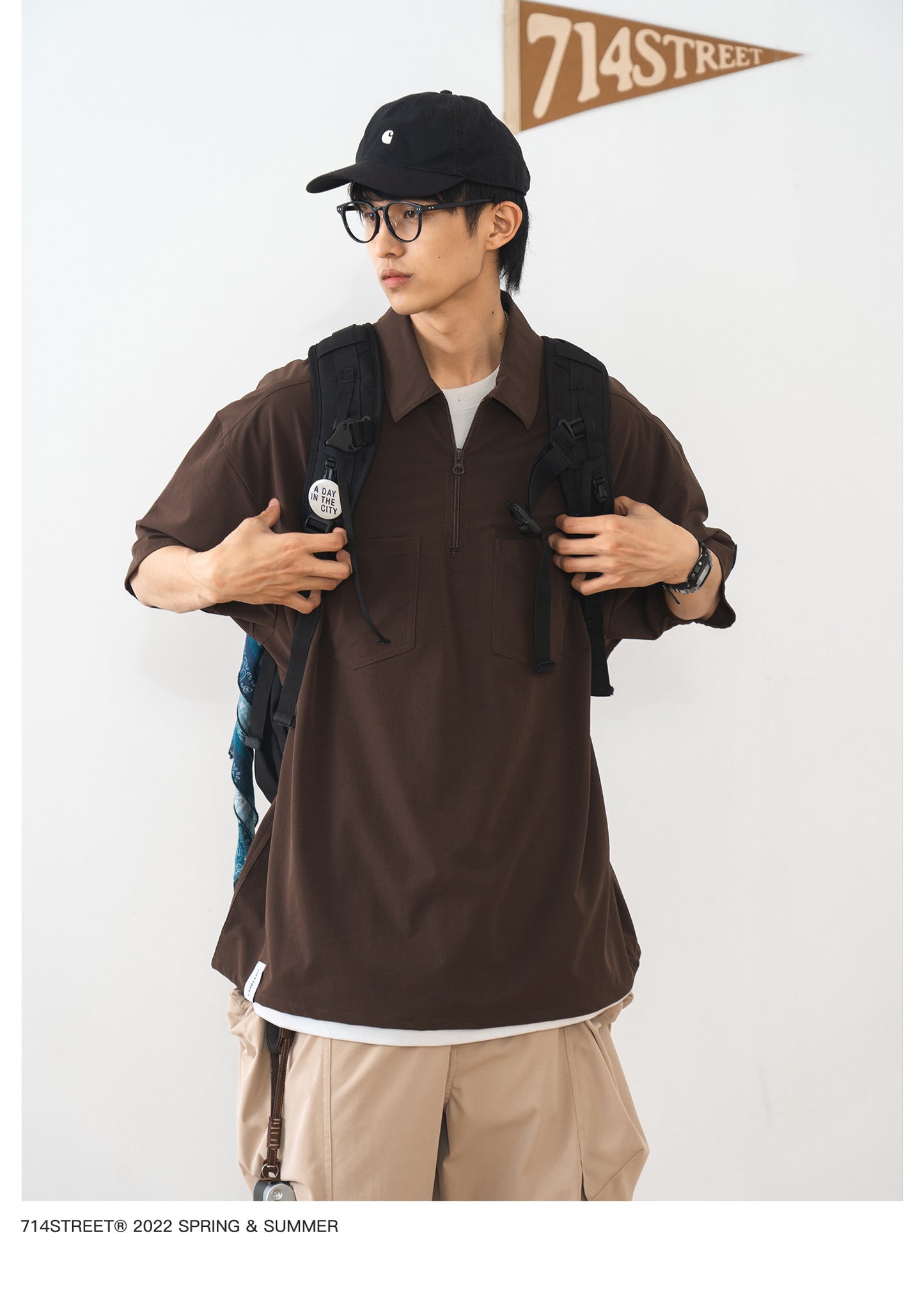 SHORT SLEEVE WORK ZIP POLO SHIRT S75752
