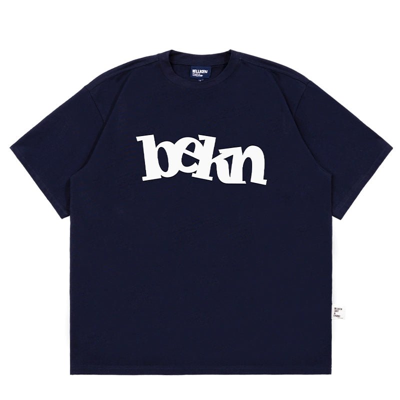 300gコットンシンプルプリント半袖ルーズ無地Tシャツ B04195