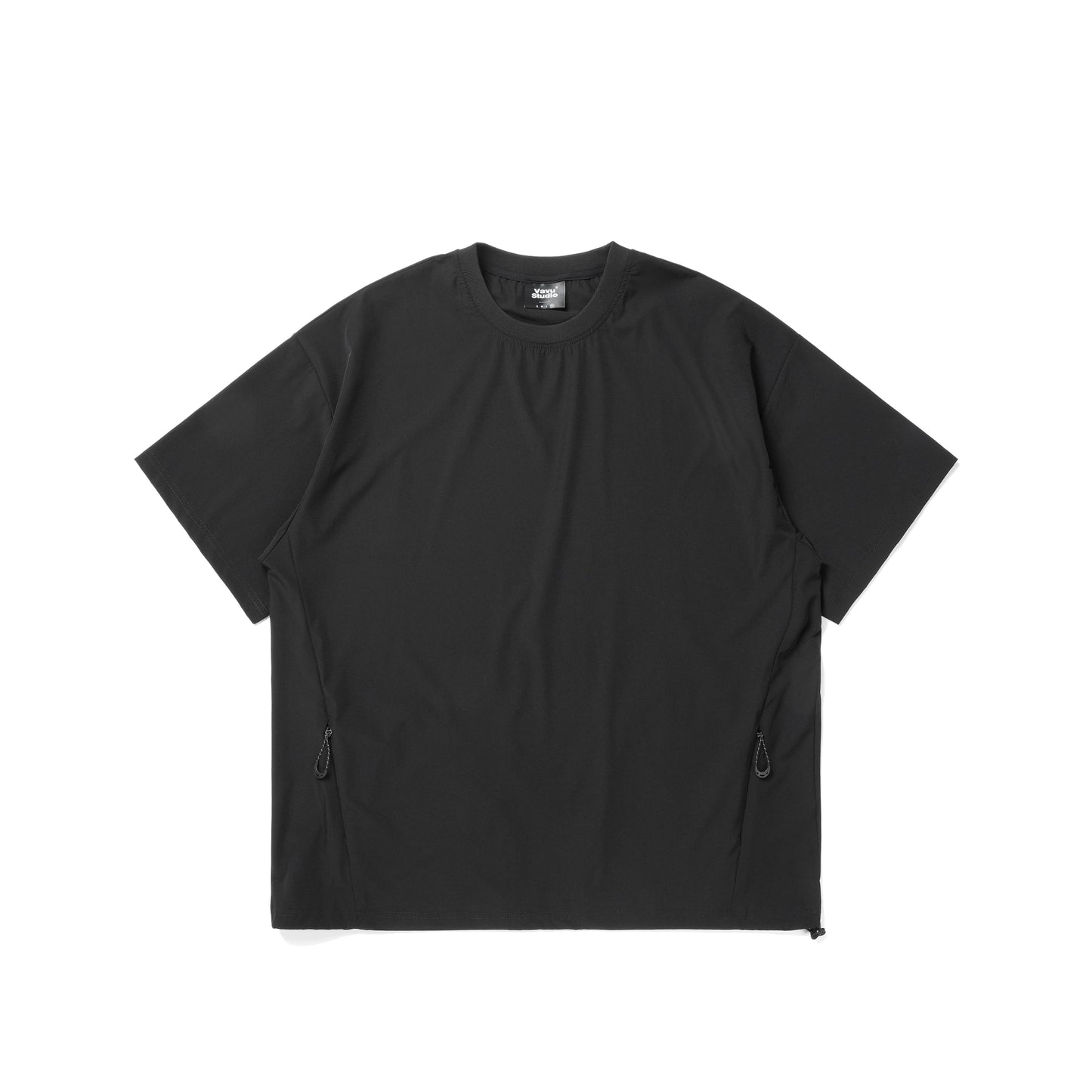ジッパーポケット無地半袖メンズ夏防水クルーネックTシャツ V06019