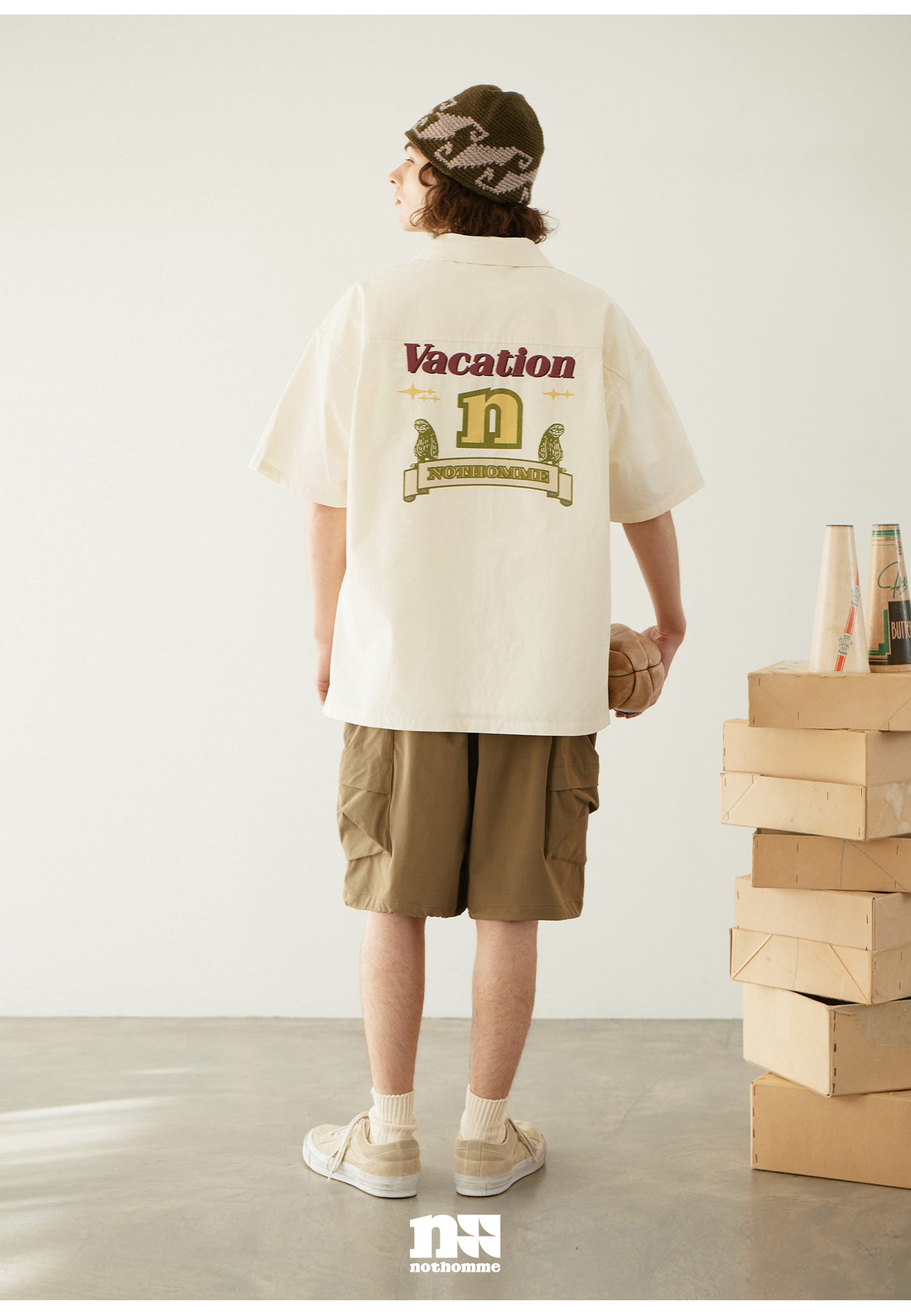 HALF ZIP COTTON SHORT SLEEVE SHIRT N69444